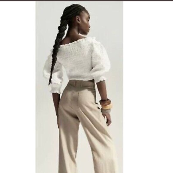 Zara Textured CROP TOP WHITE Size L NEW WITH TAG! - Picture 3 of 5